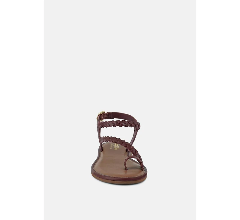 Stallone Womens Braided Flat Sandals