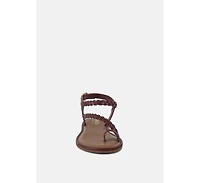 Stallone Womens Braided Flat Sandals