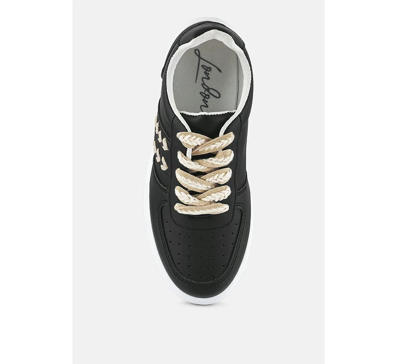 London Rag Monigue Faux Leather Cross Stitch Detail Sneakers