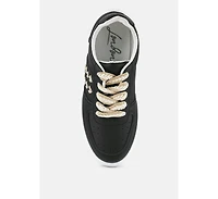 London Rag Monigue Faux Leather Cross Stitch Detail Sneakers