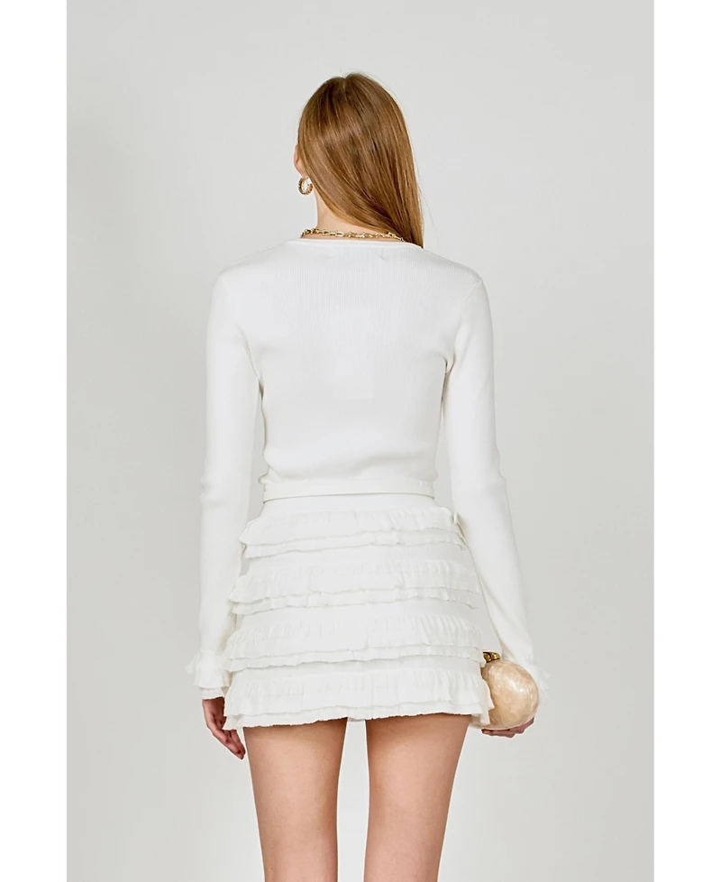 endless rose Women's Ruffled Cuff Knit Top