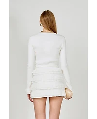 endless rose Women's Ruffled Cuff Knit Top