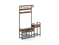 Slickblue Tall Hall Tree with Bench and Coat Rack for Entryway