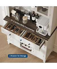 Gaomon 72" Farmhouse Coffee Bar Cabinet with Wine Rack & Glass Holder