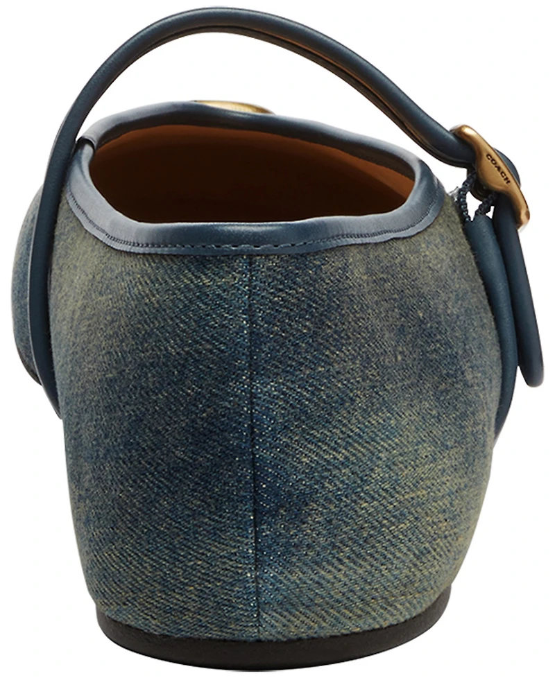 Coach Women's Sculpted C Crinkle Patent Leather Soft Mary Jane Flats