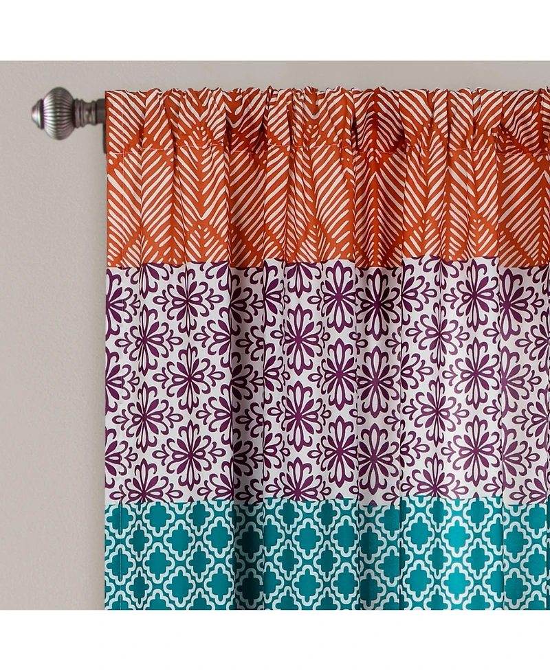 Lush Decor Bohemian Stripe Window Curtain Panels, Pair 52" W x 63" L