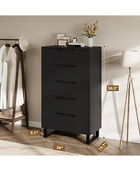gaomon 5 Dresser for Bedroom, 50.5" Tall Dresser, Freestanding Horizontal Drawer with Storage, Wooden Closet Chest Storage Living Room