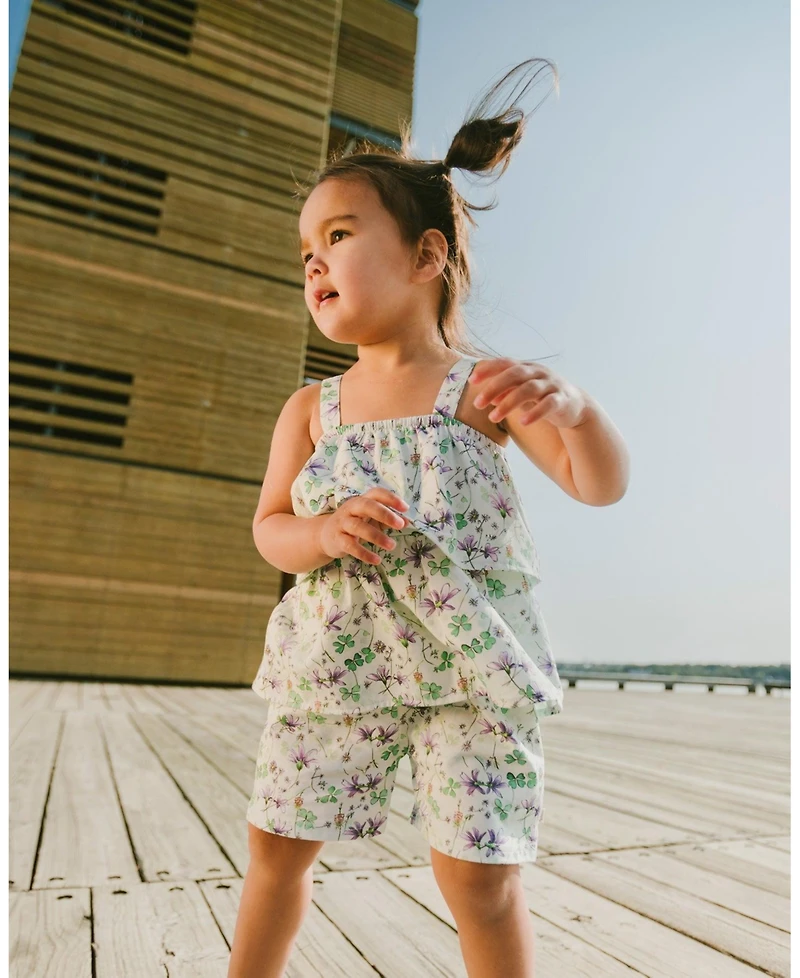 Deux par Deux Toddler Girls Jersey Romper with Tiers