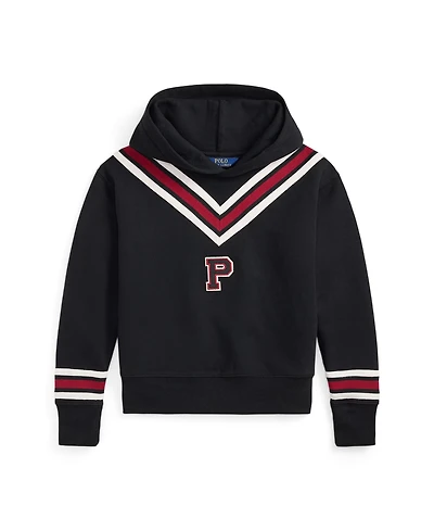 Polo Ralph Lauren Girls' 7-16 Cricket-Stripe Fleece Letter Hoodie