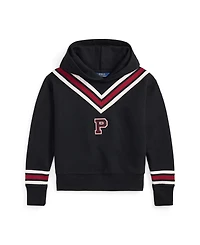 Polo Ralph Lauren Girls' 7-16 Cricket-Stripe Fleece Letter Hoodie
