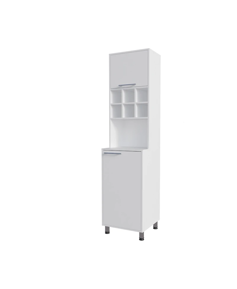 Fm Furniture Rock Kitchen Pantry with Pneumatic Door, Open Storage, and Bottom Cabinet