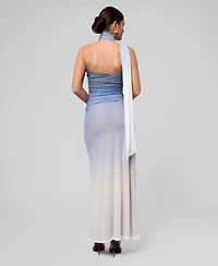 Rachel Roy Women's Selkie Mesh Halter Neck Maxi Dress