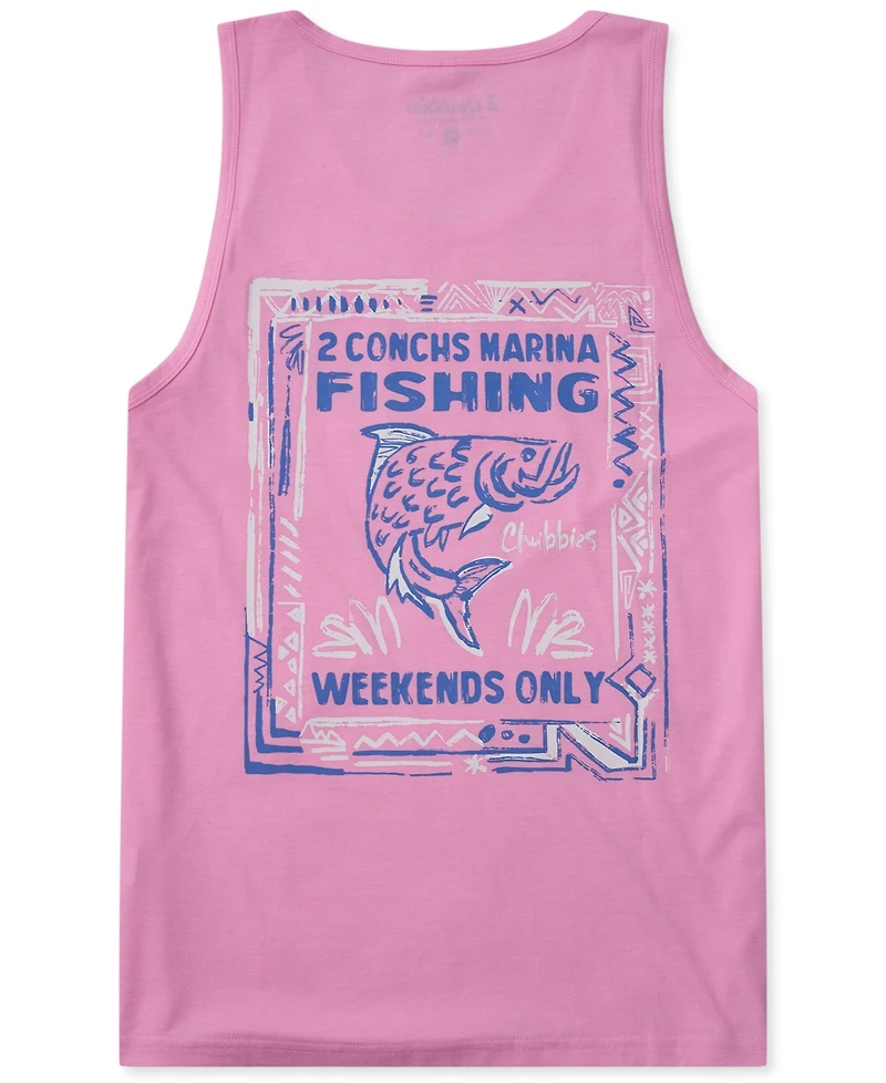 Chubbies Men's The Hook, Line, and Sinker Scoop Neck Graphic Tank Top