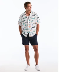 Original Penguin Men's Car Print Camp Collar Shirt