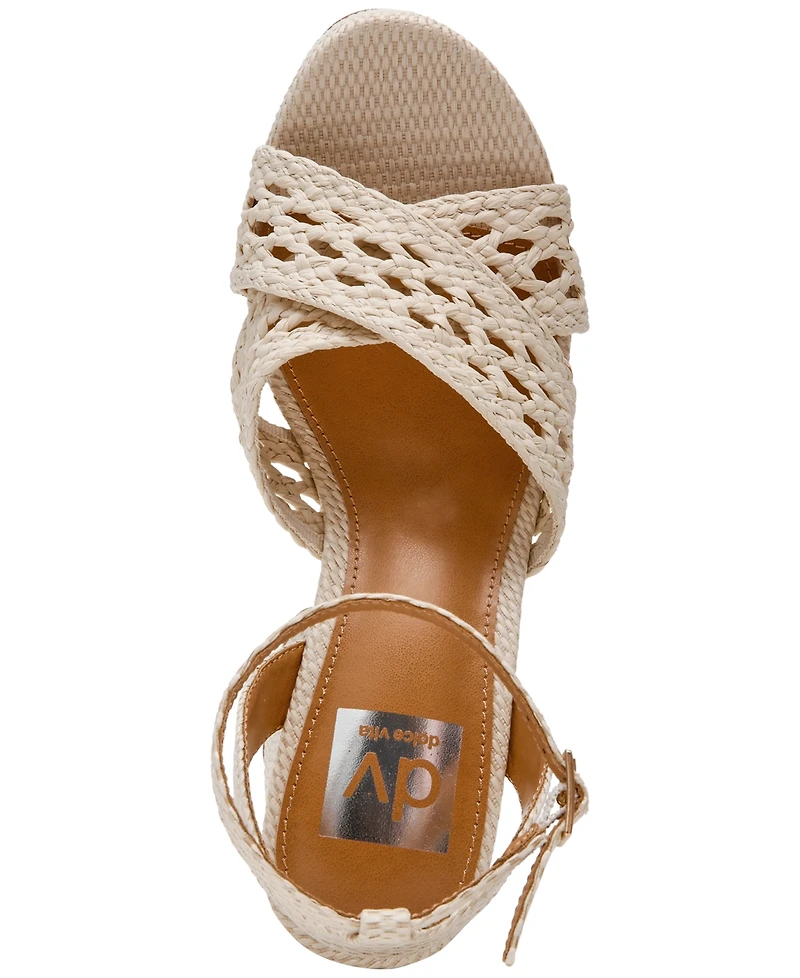 Dv Dolce Vita Women's Whisora Crossband Raffia Woven Platform Dress Sandals