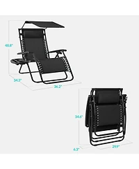 Best Choice Products 30" Extra Wide Folding Zero Gravity Patio Lounge Chair w/Adjustable Canopy Shade