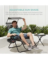 Best Choice Products 30” Extra Wide Folding Zero Gravity Patio Lounge Chair w/Adjustable Canopy Shade