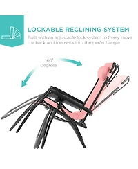 Best Choice Products 30” Extra Wide Folding Zero Gravity Patio Lounge Chair w/Adjustable Canopy Shade