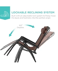 Best Choice Products 30” Extra Wide Folding Zero Gravity Patio Lounge Chair w/Adjustable Canopy Shade