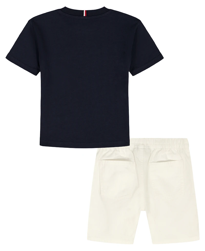 Tommy Hilfiger Boys' 2T-7 Crewneck T-Shirt and Shorts, 2-Piece Set