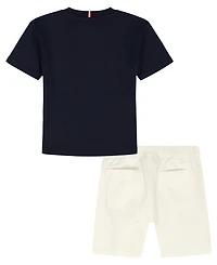 Tommy Hilfiger Boys' 2T-7 Crewneck T-Shirt and Shorts, 2-Piece Set