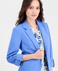 Anne Klein Essentials Petite Roll-Tab Patch-Pocket Blazer