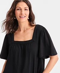 Style & Co Women's Square-Neck Flutter-Sleeve Top, Macy's Exclusive