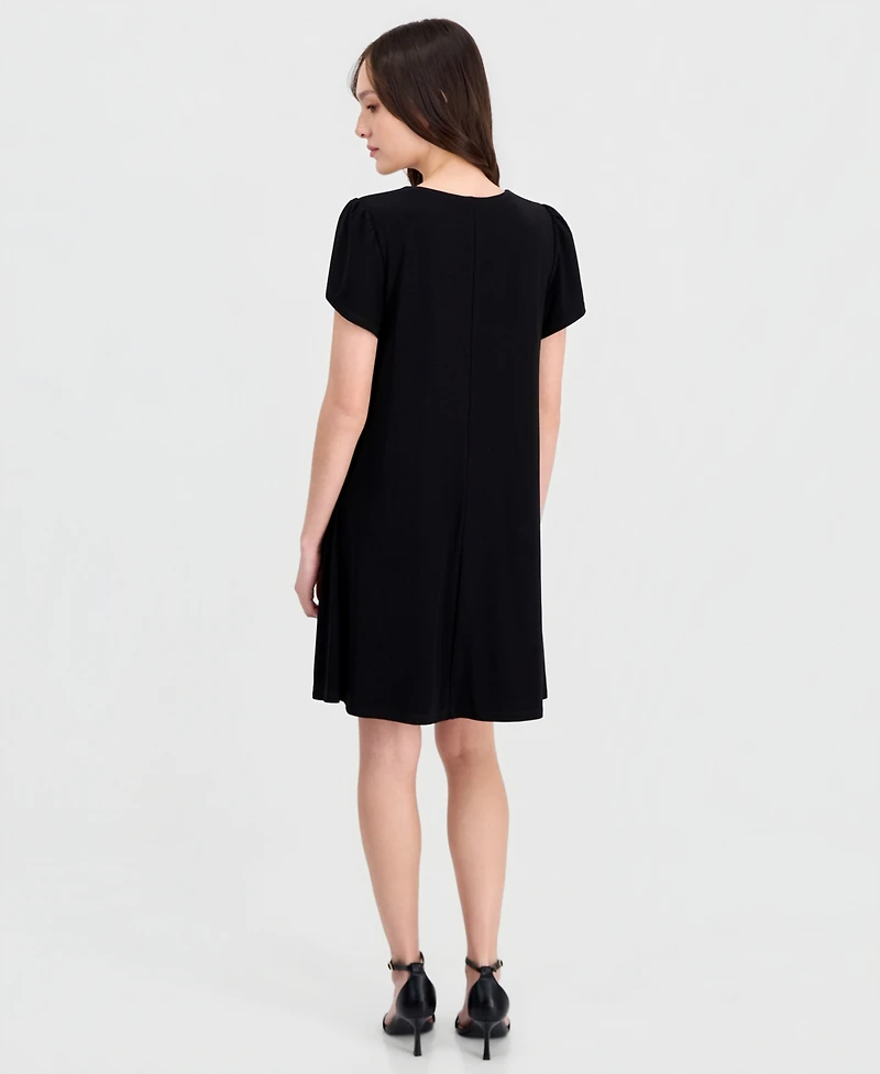 Anne Klein Essentials Petite Tulip-Sleeve Swing Dress