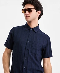 Sun + Stone Men's Textured-Stripe Short-Sleeve Shirt, Macy's Exclusive