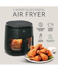 Willow Kitchen 5QT Digital Glass Air Fryer - Self-Cleaning, Touch Screen, Healthier Frying, Watch Your Food Cook