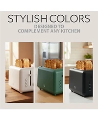 Willow Kitchen 2-Slice Toaster with Wide Slots - Perfect for Toast Bagels, Compact Design, Crumb Tray