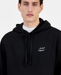 Karl Lagerfeld Paris Men's Logo Waffle-Knit Pullover Hoodie