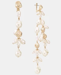 Givenchy Pave Nugget & Imitation Pearl Mismatch Linear Drop Earrings