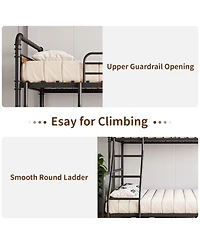 gaomon Bunk Bed Twin Over Full with High Guardrail and Ladder, Convertible Metal Bunk Beds