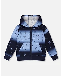 Deux par Baby Boys Hooded French Terry Cardigan Blue Gradient