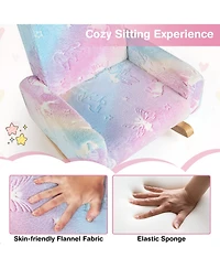 Slickblue Upholstered Kids Rocking Chair with Sturdy Wood Legs