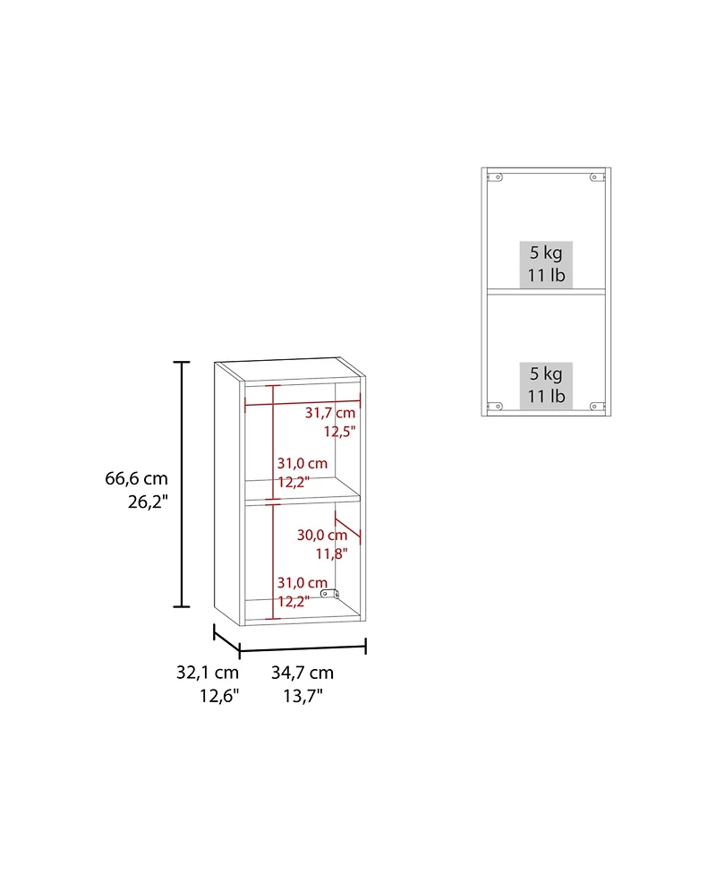 Fm Furniture Wall-Mounted Bathroom Cabinet with Hidden Storage and Open Compartment