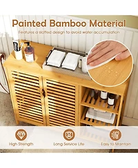 Volenca 2-Door Bamboo Bathroom Storage Cabinet Organizer with Shelves, Freestanding