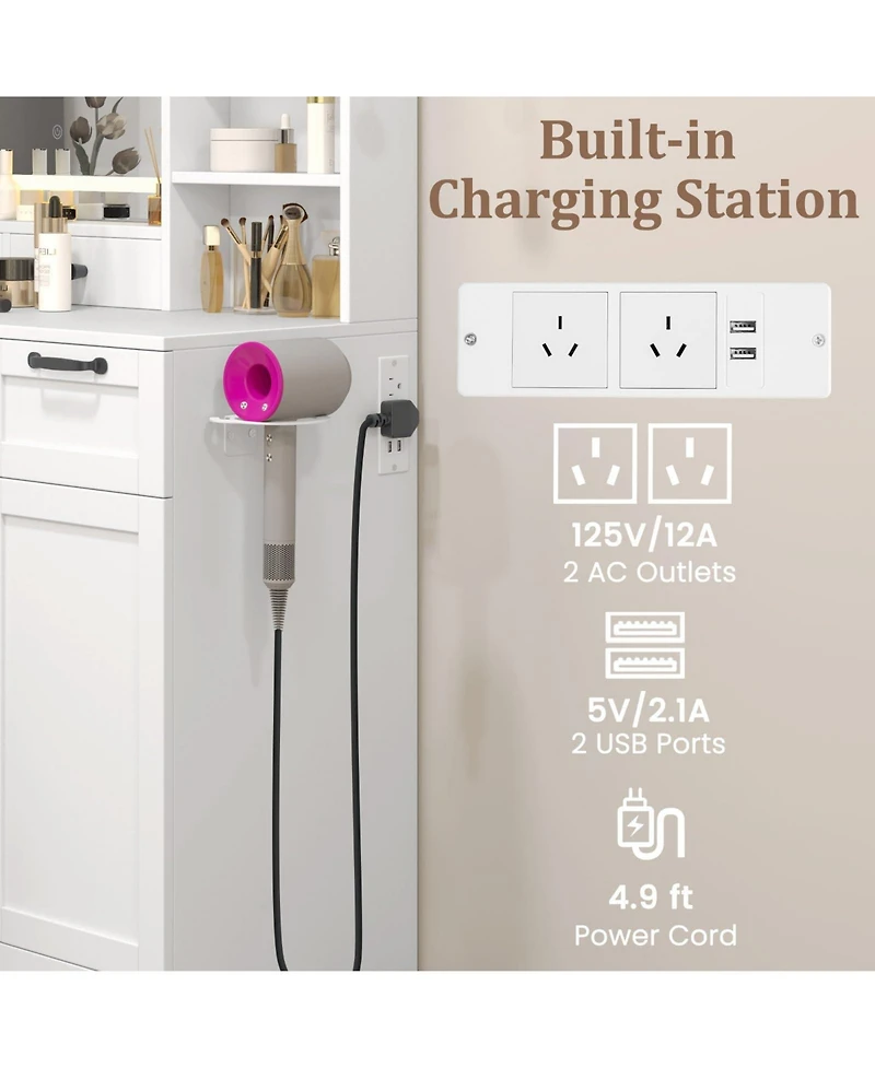 Volenca Vanity Set with Lighted Mirror, 3 Lighting Modes, and Adjustable Brightness