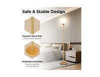 Glass Globe Led Floor Lamp w/ Acrylic Lampshade