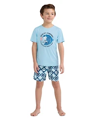 Hurley Boys 4-7 Crochet Skull Swim T-Shirt and Shorts, 2-Piece Set