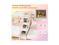 Slickblue Twin Over Twin Bunk Bed with Stair Storage for Kids and Teens - One Size Fits All