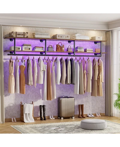 2-Tier Clothing Rack with Hanging Rod, Clothing Shelves with Top Shelf