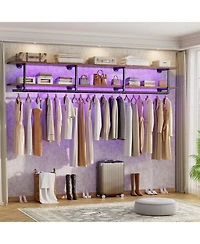 2-Tier Clothing Rack with Hanging Rod, Clothing Shelves with Top Shelf