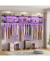Aheaplus 2 Tier Clothing Rack With Hanging Rod Clothing Shelves With Top Shelf