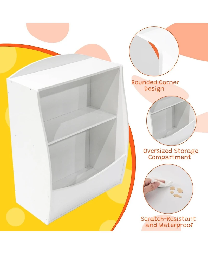 gaomon 2 Tier Toy Storage Organizer for Kids,Wood Kids Bookshelf and Organizer,Book Display Shelf Rooms Playroom