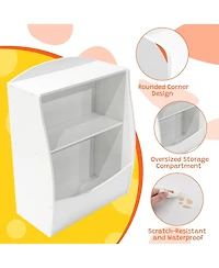 gaomon 2 Tier Toy Storage Organizer for Kids,Wood Kids Bookshelf and Organizer,Book Display Shelf Rooms Playroom