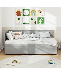 Slickblue Modern Twin Daybed with Two Drawers and Slat Support - 42