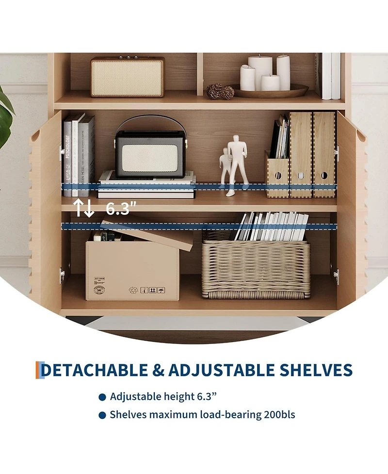 gaomon Farmhouse Sideboard Buffet Cabinet with Storage,Fluted Storage Adjustable Shelves for Dining Room, Entryway, Kitchen