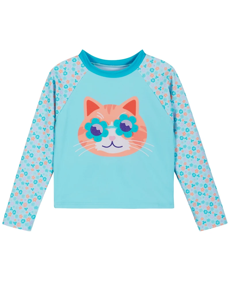 Andy & Evan Girls' 2T-5 Long-Sleeve Rash Guard Bottoms 2-Piece Set